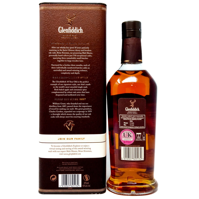 Glenfiddich 18 Year Old Small Batch Reserve Single Malt Scotch Whisky, 70cl, 40% ABV