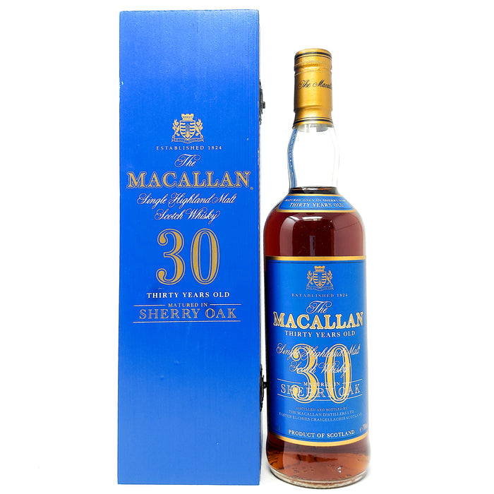 Macallan 30 Year Old Sherry Oak Blue Single Malt Scotch Whisky, 70cl, 43% ABV