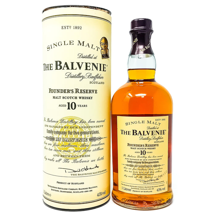 Balvenie 10 Year Old Founder's Reserve Single Malt Scotch Whisky, 1L, 43% ABV