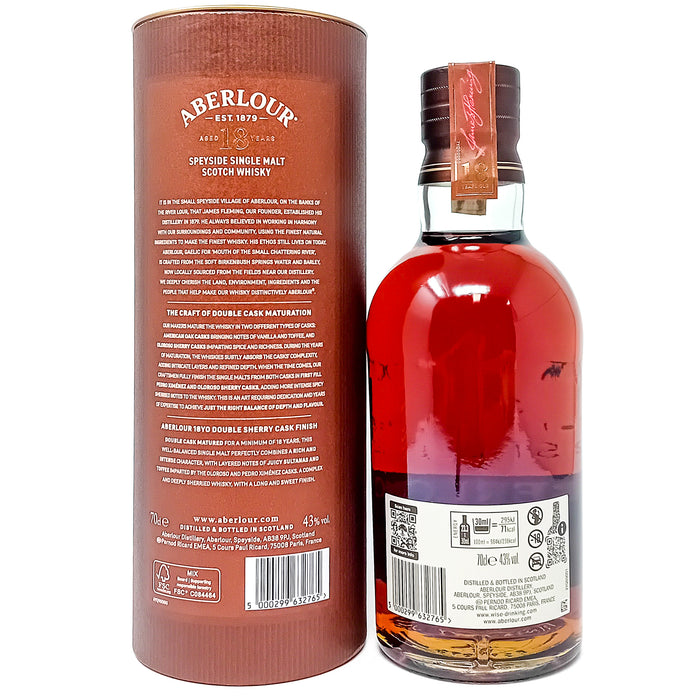 Aberlour 18 Year Old Double Sherry Cask Finish Batch #6 Single Malt Scotch Whisky, 70cl, 43% ABV