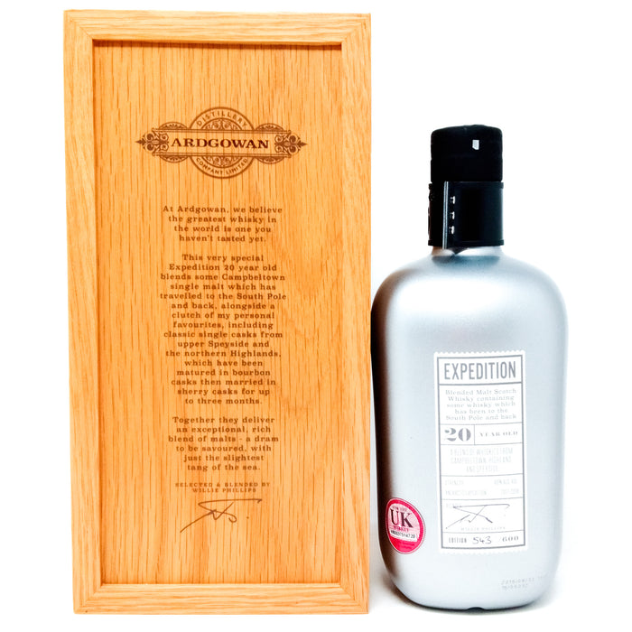Ardgowan Expedition 20 Year Old Blended Malt Scotch Whisky, 70cl, 46% ABV