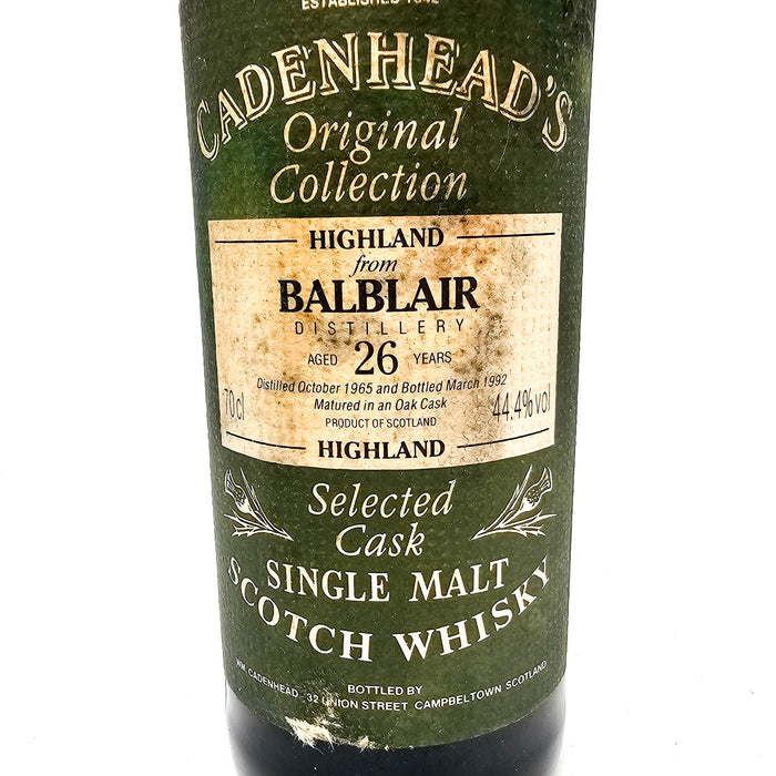 Balblair 1965 26 Year Old Cadenhead's Original Collection Single Malt Scotch Whisky, 70cl, 44.4% ABV