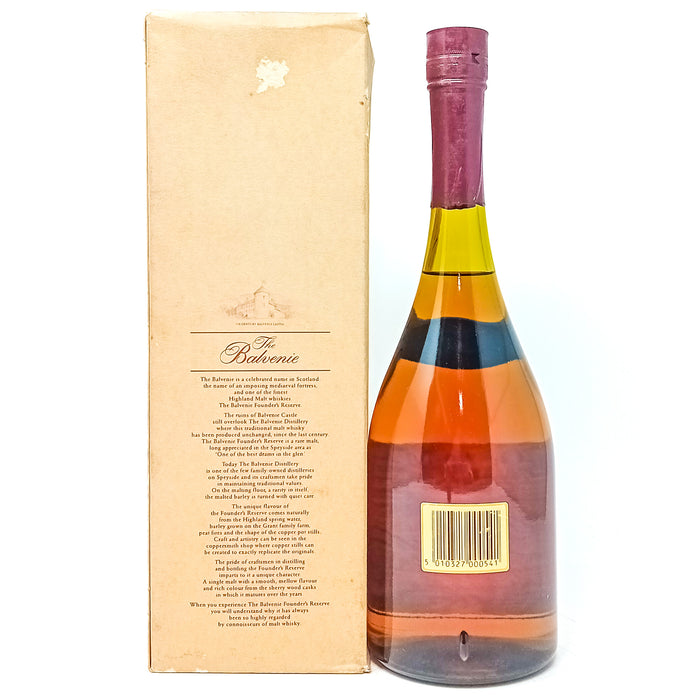 Balvenie 10 Year Old Founder's Reserve Cognac Bottle Single Malt Scotch Whisky, 75cl, 40% ABV