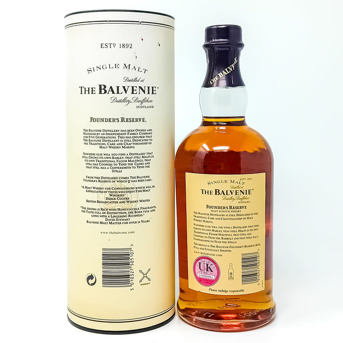 Balvenie 10 Year Old Founder's Reserve Single Malt Scotch Whisky, 70cl, 40% ABV