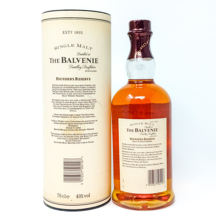 Balvenie 10 Year Old Founder's Reserve Single Malt Scotch Whisky, 70cl, 40% ABV