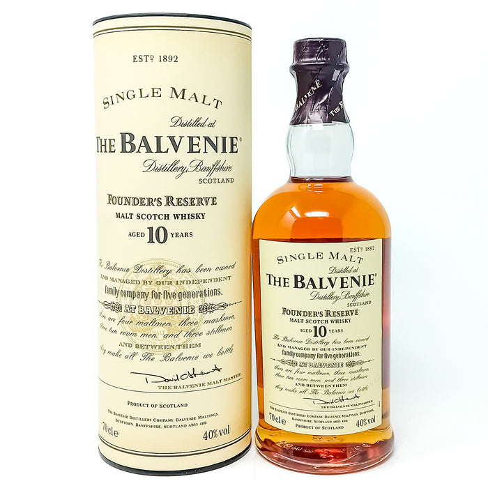Balvenie 10 Year Old Founder's Reserve Single Malt Scotch Whisky, 70cl, 40% ABV