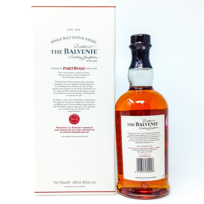 Balvenie 21 Year Old Port Wood Single Malt Scotch Whisky, 70cl, 40% ABV