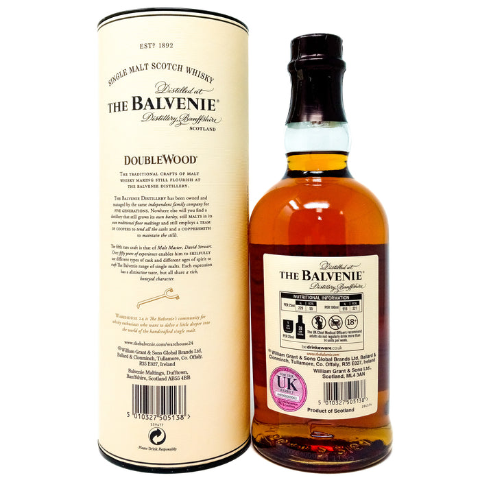 Balvenie 12 Year Old Doublewood Single Malt Scotch Whisky, 70cl, 40% ABV
