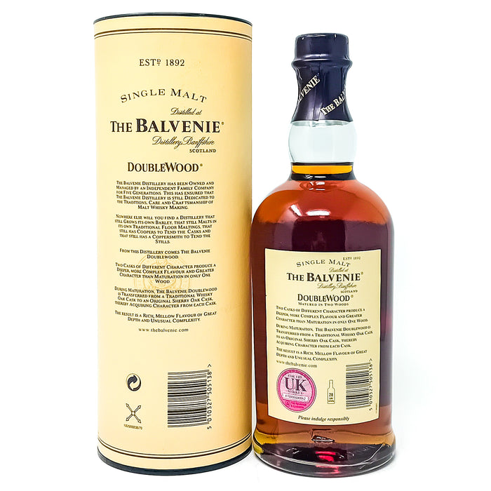 Balvenie 12 Year Old Doublewood Single Malt Scotch Whisky, 70cl, 40% ABV