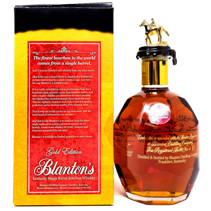 Blanton's Single Barrel Gold Edition Dumped 2023 Bourbon Whiskey, 70cl, 51.5% ABV