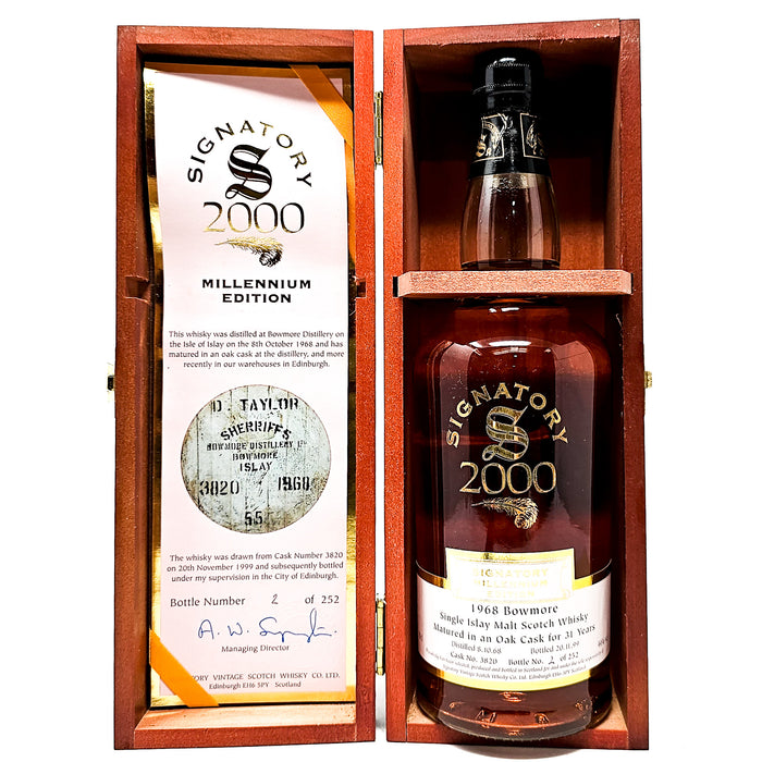 Bowmore 1968 31 Year Old Signatory Vintage Millennium Edition Single Malt Scotch Whisky, 70cl, 44% ABV