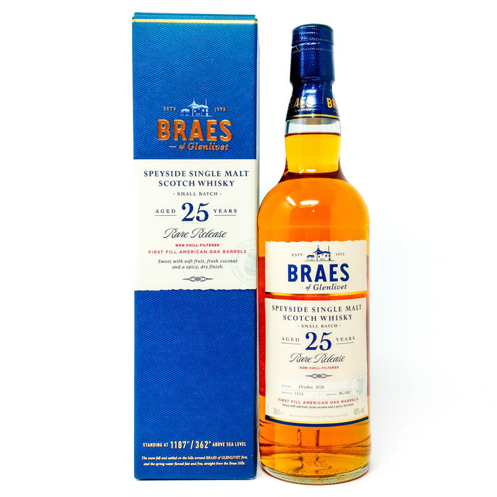 Braes of Glenlivet 25 Year Old Rare Release Single Malt Scotch Whisky, 70cl, 48% ABV
