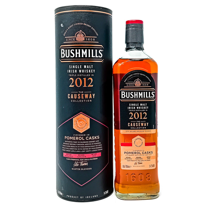 Bushmills 2012 Pomerol Cask Causeway Collection Single Malt Irish Whiskey, 70cl, 54.2% ABV