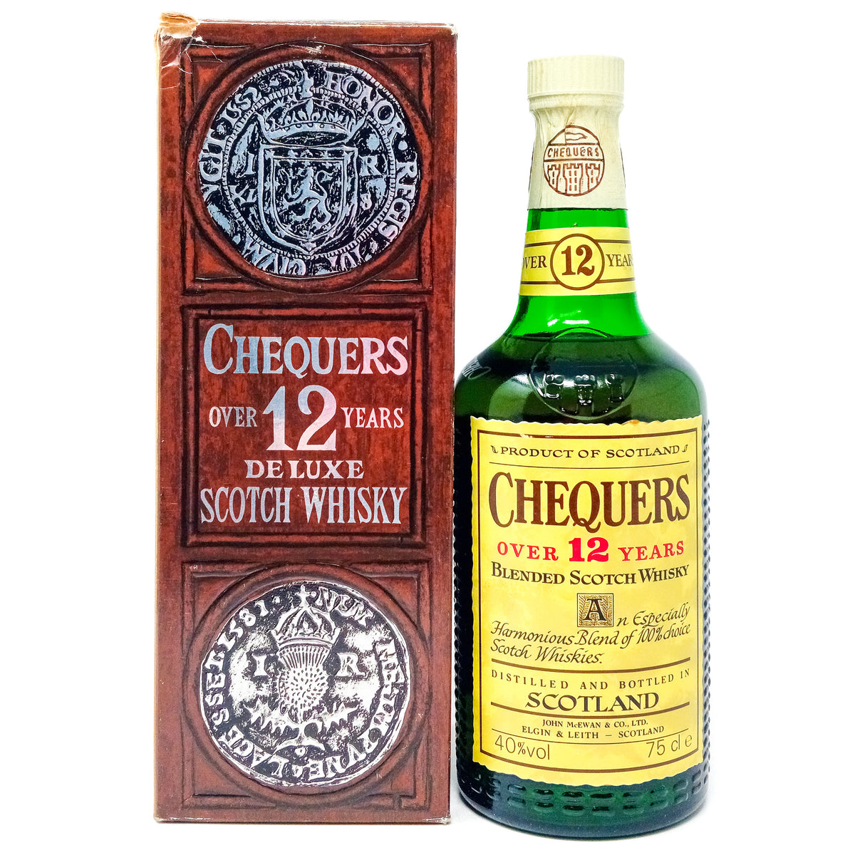 【古酒】CHEQUERS SCOTCH OVER 12YEARS チェッカーズ Chequers 12 Year Old Blended Scotch Whisky, 75cl, 40% ABV