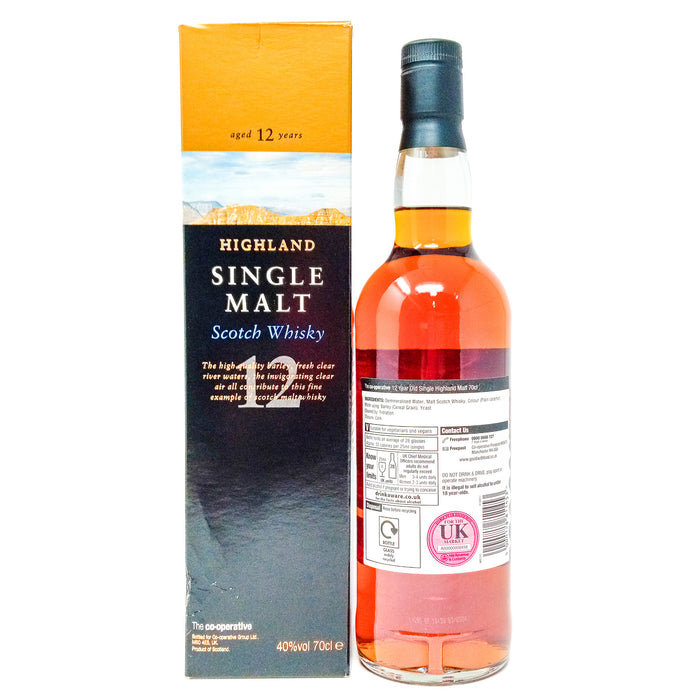Highland 12 Year Old Co-operative Single Malt Scotch Whisky, 70cl, 40% ABV