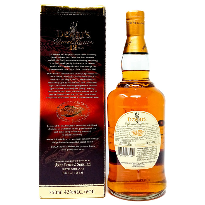 Dewars 12 Year Old Finest Blended Scotch Whisky, 75cl, 43% ABV
