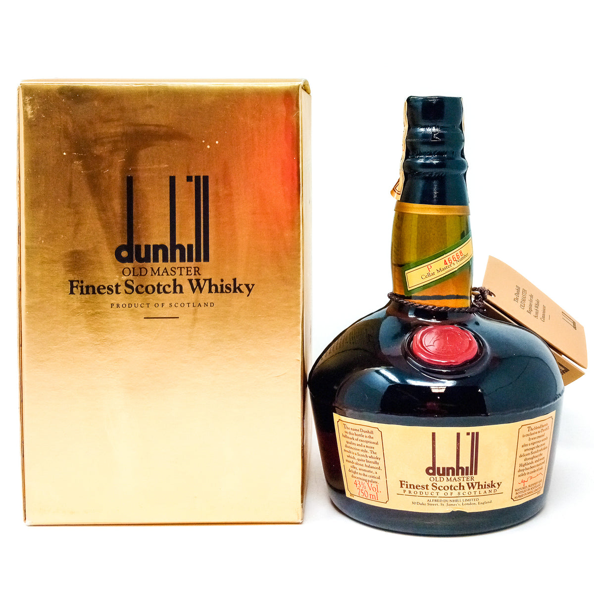 ウイスキー dunhill  OLD MARTER Finest Scotch Whisly Dunhill Old Master Blended Scotch Whisky, 75cl, 43% ABV