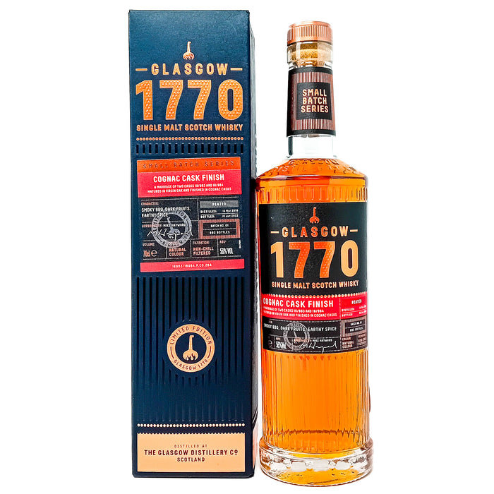 Glasgow '1770' 2018 Peated Cognac Cask Finish  Batch #01 Single Malt Scotch Whisky 70cl, 56% ABV