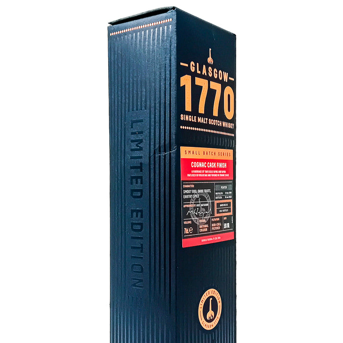 Glasgow '1770' 2018 Peated Cognac Cask Finish  Batch #01 Single Malt Scotch Whisky 70cl, 56% ABV