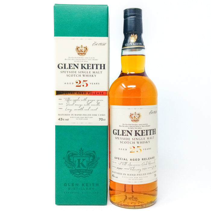 Glen Keith 25 Year Old Special Aged Release Single Malt Scotch Whisky, 70cl, 43% ABV