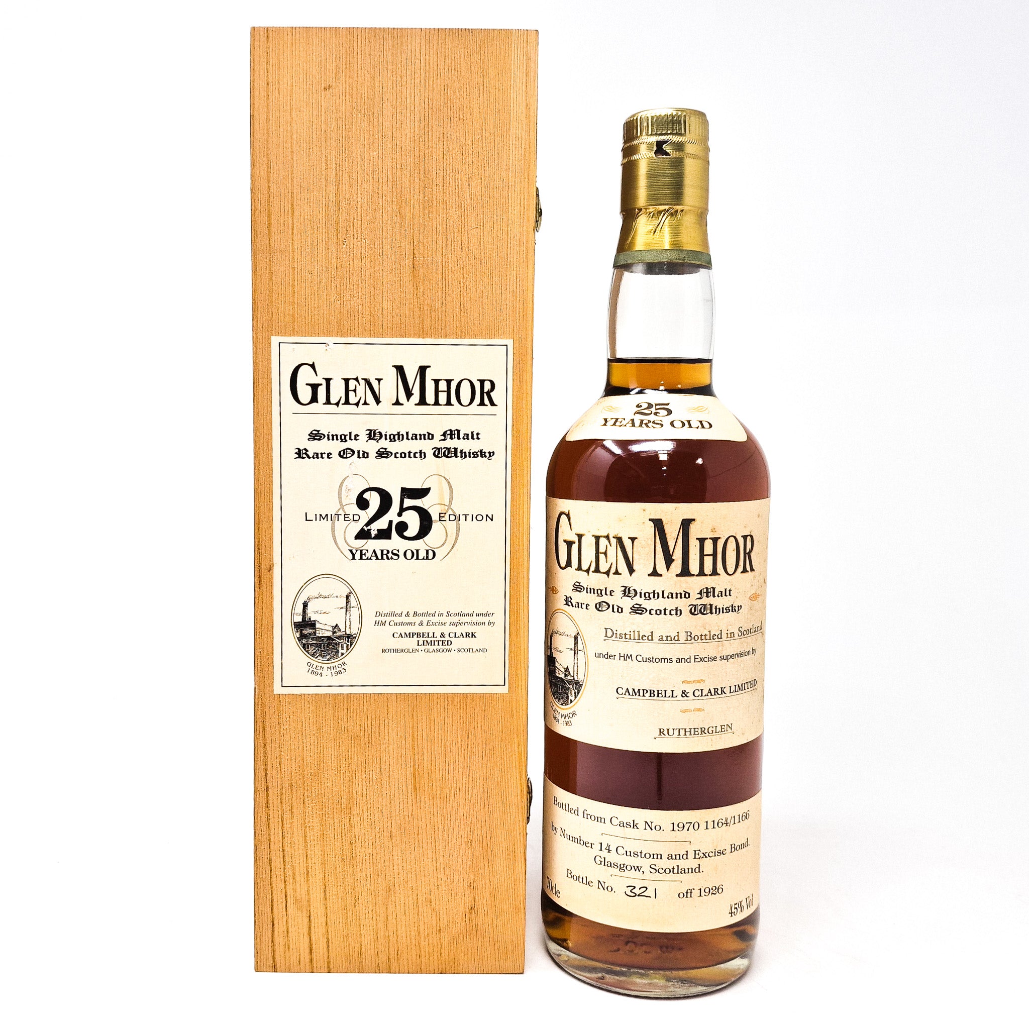 GlenMhor 10years 1978‐1989　G&M 空瓶 Glen Mhor 1970, 25 Year Rare Single Malt Scotch Whisky, 45% ABV