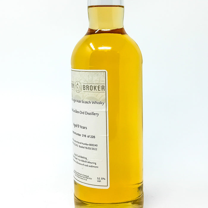 Glen Ord 2012 9 Year Old Whisky Broker Single Malt Scotch Whisky, 70cl, 52.5% ABV