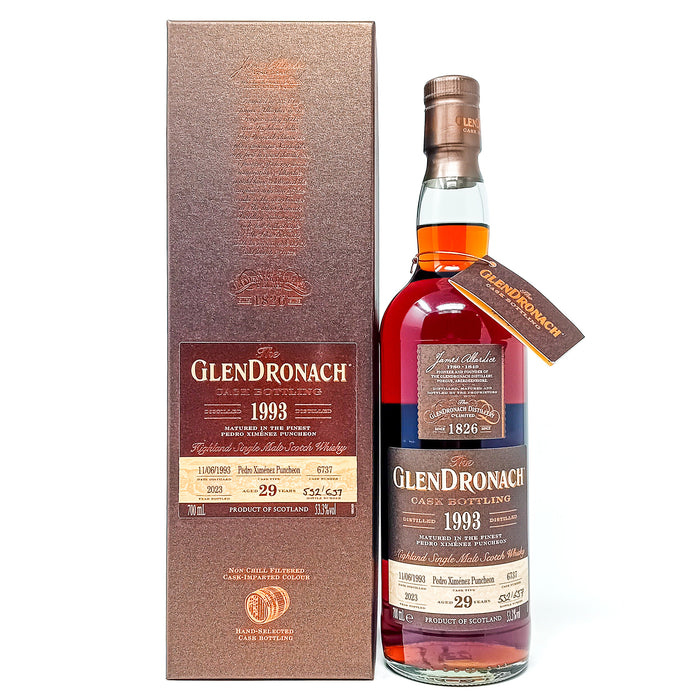 Glendronach 1993 29 Year Old Pedro Ximenez Puncheon #6737 Single Malt Scotch Whisky, 70cl, 53.3% ABV