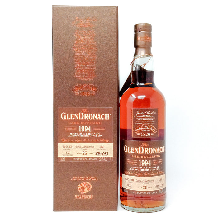 Glendronach 1994 26 Year Old Single Oloroso Puncheon #4363 Single Malt Scotch Whisky, 70cl, 52.8% ABV