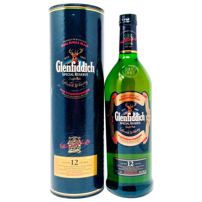 Glenfiddich 12 Year Old Special Reserve Single Malt Scotch Whisky, 1L, 43% ABV