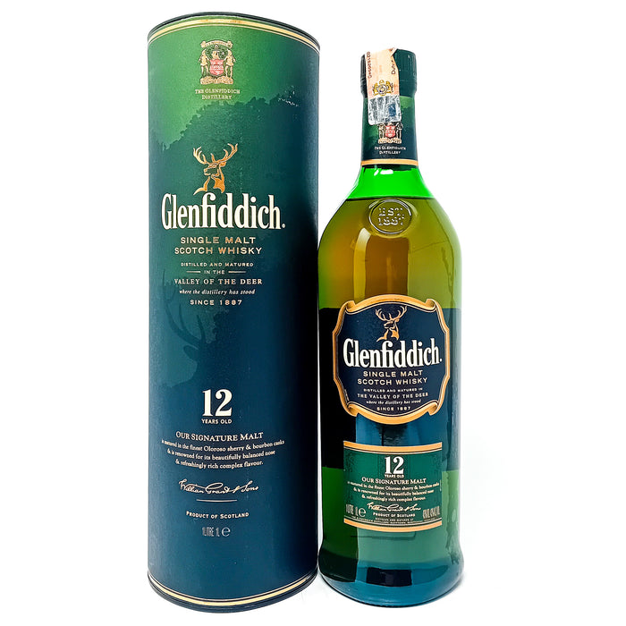 Glenfiddich 12 Year Old Single Malt Scotch Whisky, 1L, 40% ABV