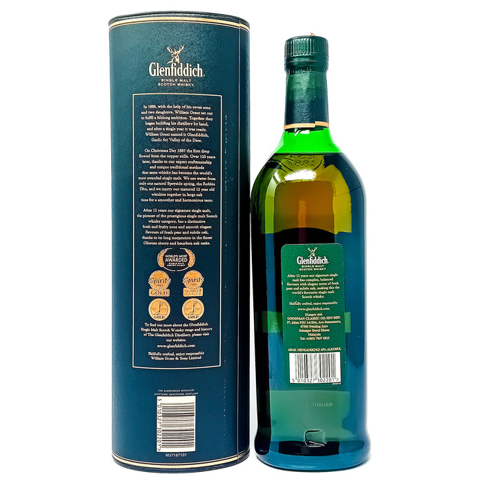 Glenfiddich 12 Year Old Single Malt Scotch Whisky, 1L, 40% ABV