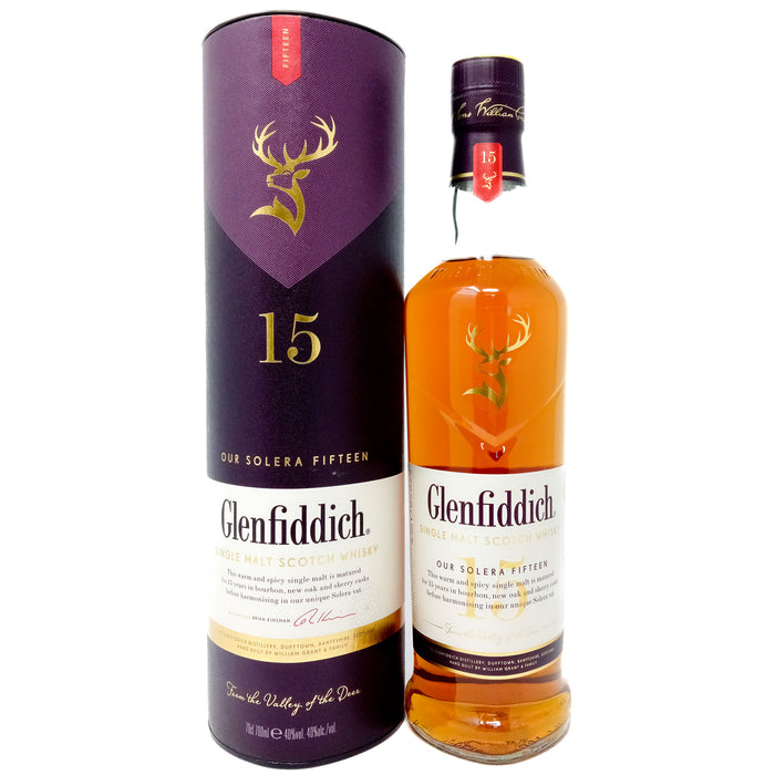 Glenfiddich 15 Year Old Our Solera Single Malt Scotch Whisky, 70cl, 40% ABV