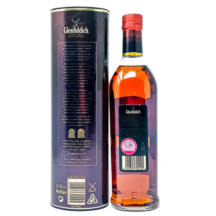 Glenfiddich 15 Year Old Single Malt Scotch Whisky, 70cl, 40% ABV