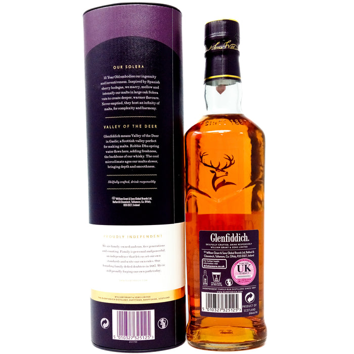 Glenfiddich 15 Year Old Solera Single Malt Scotch Whisky, 70cl, 40% ABV