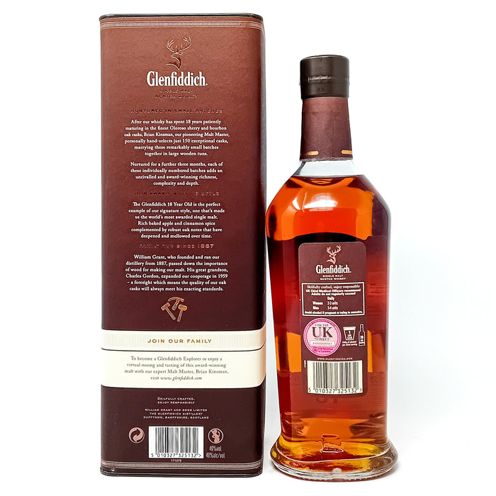Glenfiddich 18 Year Old Small Batch Reserve Single Malt Scotch Whisky, 70cl, 40% ABV