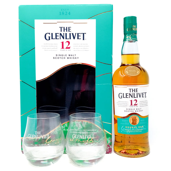 Glenlivet 12 Year Old Double Oak Gift Pack Single Malt Scotch Whisky, 70cl, 40% ABV