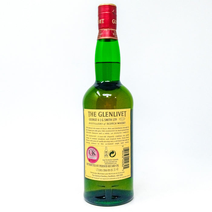 Glenlivet 12 Year Old Single Malt Scotch Whisky, 70cl, 40% ABV