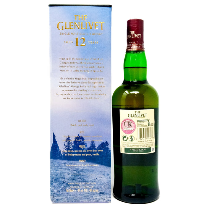 Glenlivet 12 Year Old Single Malt Scotch Whisky, 70cl, 40% ABV