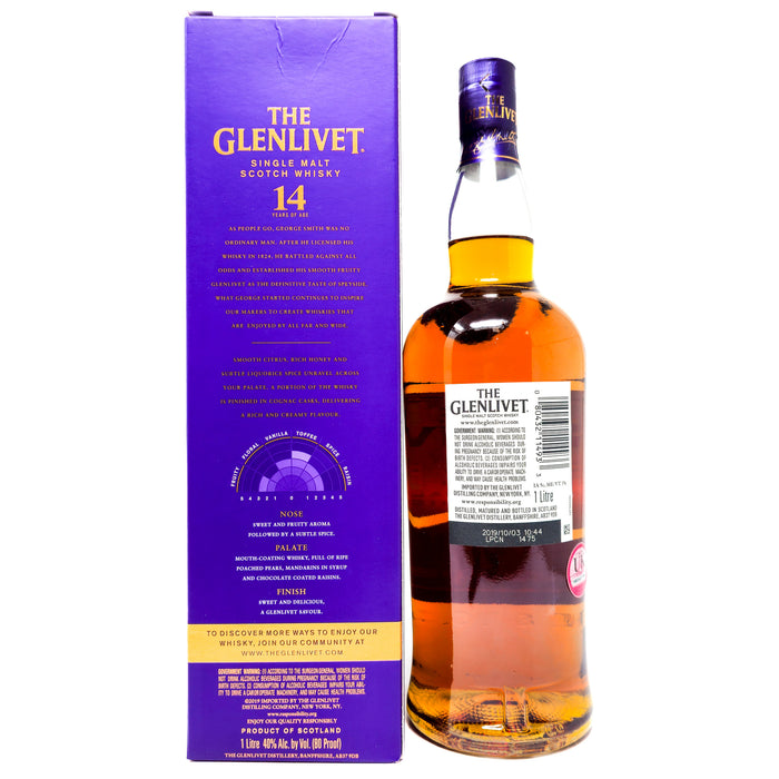 Glenlivet 14 Year Old Cognac Cask Matured Single Malt Scotch Whisky, 1L, 40% ABV
