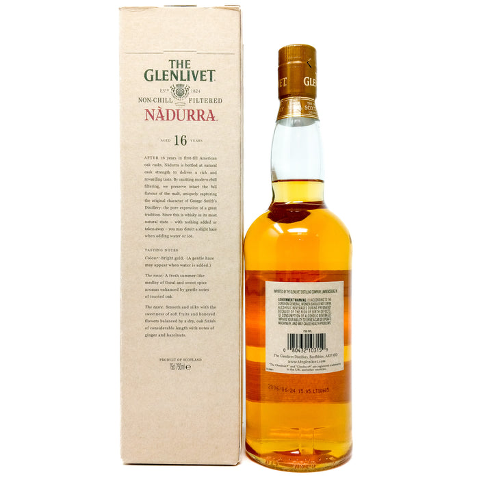 Glenlivet 16 Year Old Nadurra Cask Strength Batch #0606A Single Malt Scotch Whisky, 75cl, 57.2% ABV
