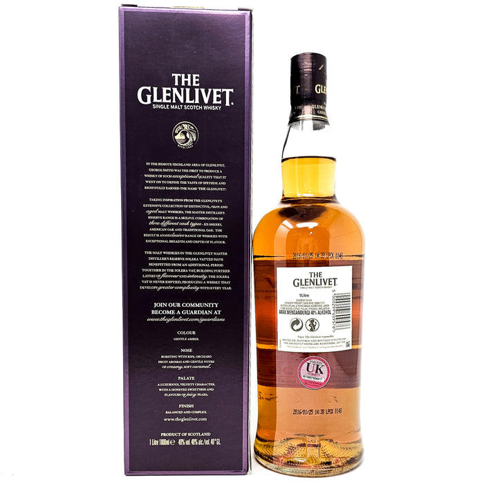 Glenlivet Master Distiller's Solera Vatted Single Malt Scotch Whisky, 1L, 40% ABV