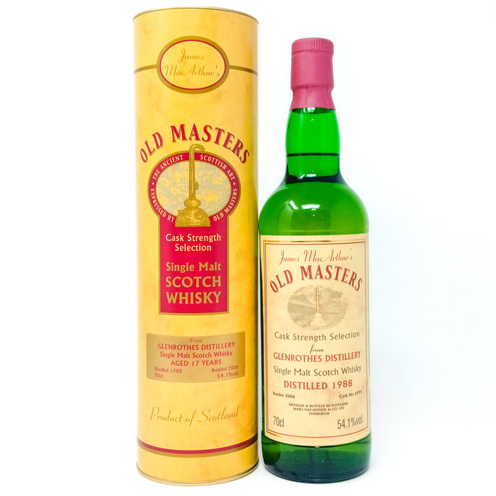 Glenrothes 1988 17 Year Old James MacArthur's Old Masters Single Malt Scotch Whisky, 70cl, 54.1% ABV