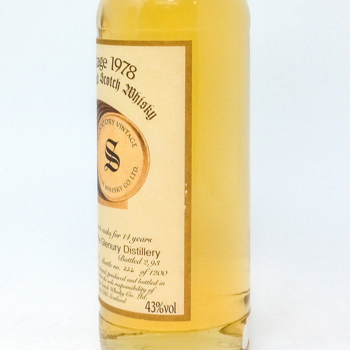 Glenury 1978 14 Year Old Signatory Vintage Single Malt Scotch Whisky, 70cl, 43% ABV