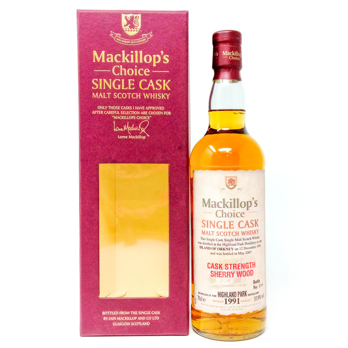 Highland Park 1991 Mackillop's Choice Cask Strength Sherry Wood Single Malt Scotch Whisky, 70cl, 53.9% ABV