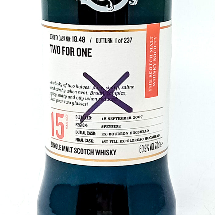 Inchgower 2007 15 Year Old SMWS 18.48 Single Malt Scotch Whisky, 70cl, 60.9% ABV