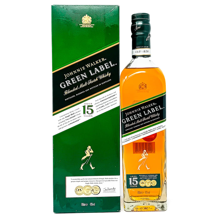Johnnie Walker Green Label 15 Year Old Blended Scotch Whisky, 70cl, 43% ABV