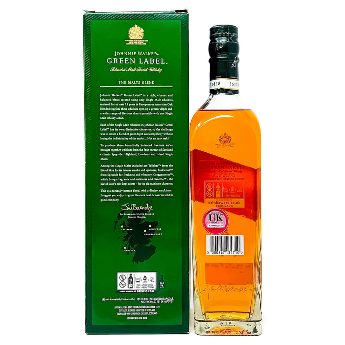 Johnnie Walker Green Label 15 Year Old Blended Scotch Whisky, 70cl, 43% ABV
