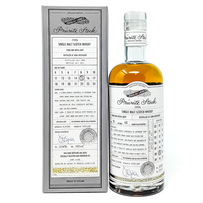 Jura 2006 15 Year Old Douglas Laing Private Stock Single Malt Scotch Whisky, 70cl, 59.6% ABV