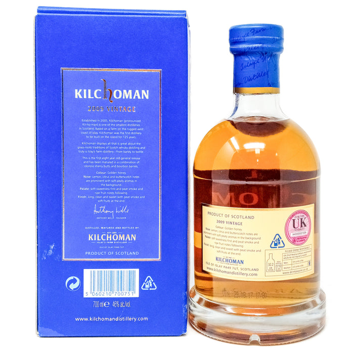 Kilchoman 2009 Vintage 8 Year Old Single Malt Scotch Whisky, 70cl, 46% ABV