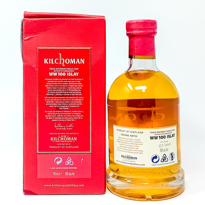 Kilchoman WW100 Islay Single Malt Scotch Whisky, 70cl, 58% ABV